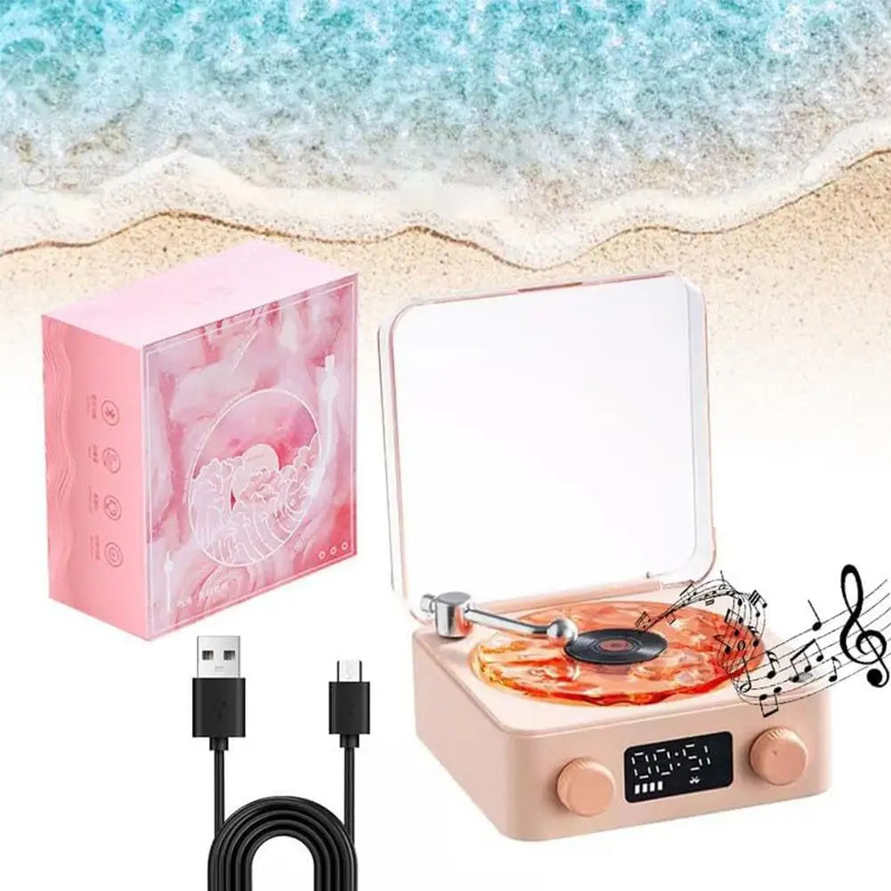 Waves Retro Bluetooth Vinyl Player & White Noise Speaker with RGB Lights - Perfect Sleep Aid!