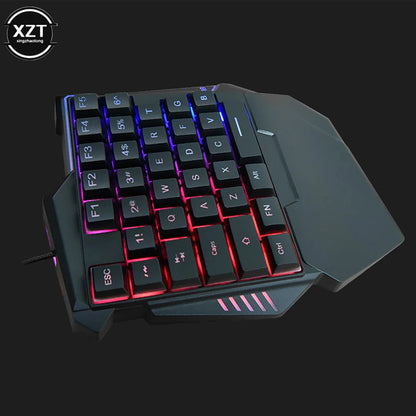 Compact Ergonomic One-Handed Mechanical Gaming Keyboard - 35 Keys Portable Wired Design