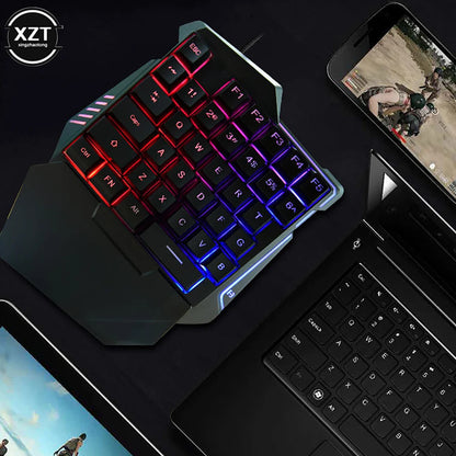 Compact Ergonomic One-Handed Mechanical Gaming Keyboard - 35 Keys Portable Wired Design