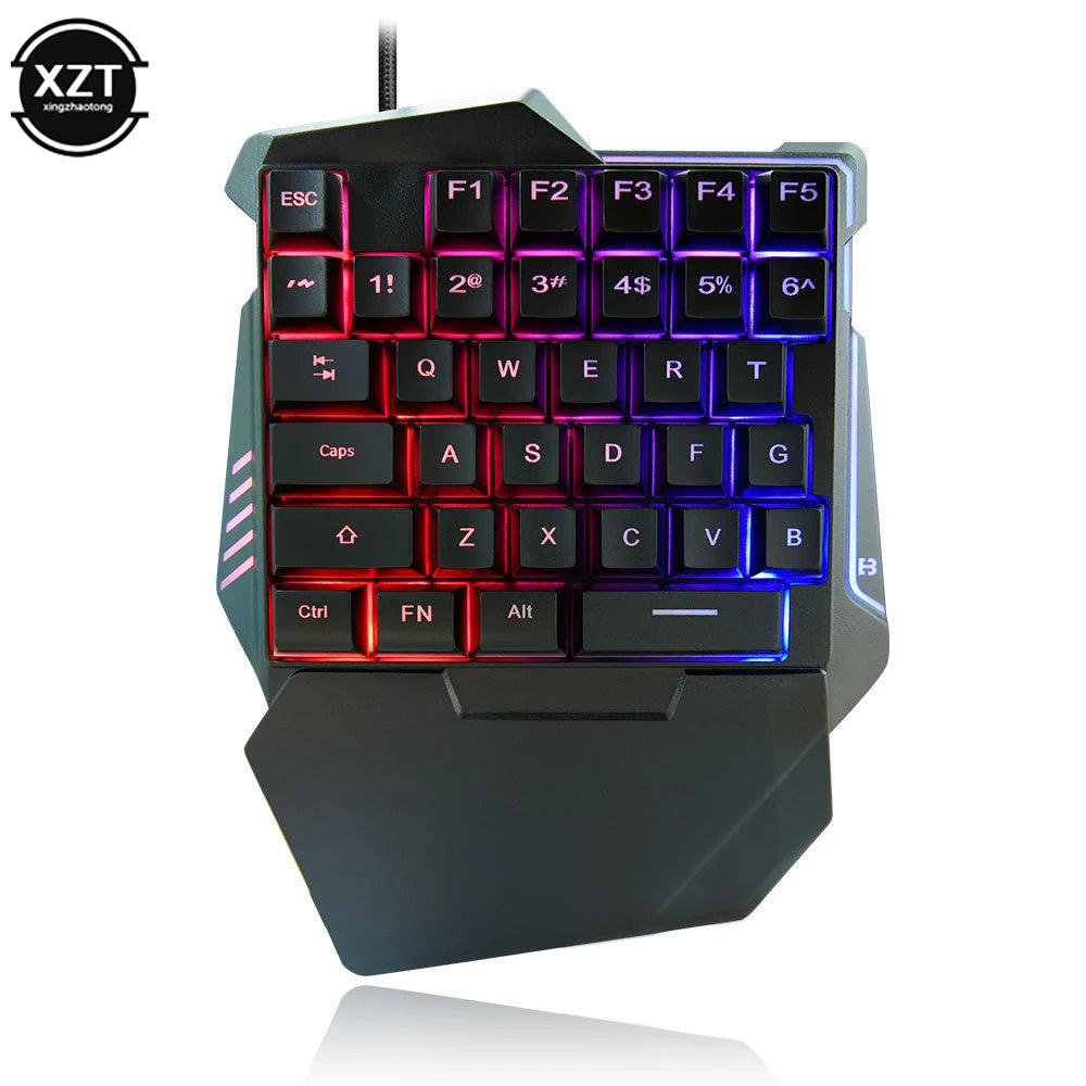 Compact Ergonomic One-Handed Mechanical Gaming Keyboard - 35 Keys Portable Wired Design