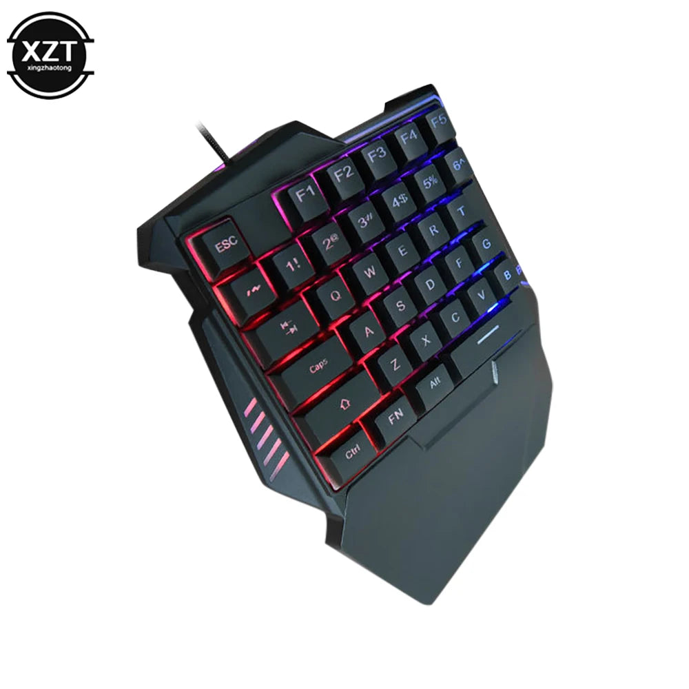 Compact Ergonomic One-Handed Mechanical Gaming Keyboard - 35 Keys Portable Wired Design