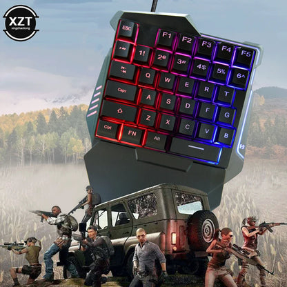 Compact Ergonomic One-Handed Mechanical Gaming Keyboard - 35 Keys Portable Wired Design