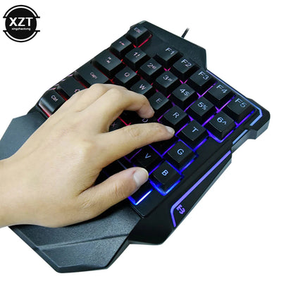 Compact Ergonomic One-Handed Mechanical Gaming Keyboard - 35 Keys Portable Wired Design